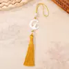 Caixa de Presente de Natal com Pingente de Borla de Coelho da Lua e Estrela Estilo Antigo Acessório para Bolsa Hanfu Pingente de Leque