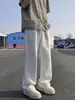 Pantalones Deportivos de Baloncesto Grises para Primavera y Otoño Estilo Hong Kong para Hombre Pierna Recta Marca de Tendencia Pierna Ancha Holgada Casual Micro Acampanados Pantalones Largos