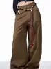Pantalones Retro de Estilo Americano con Scimitar Decorativo para Hombre 2025 Primavera Nueva Llegada Tubo Recto Sueltos Pierna Ancha Pantalones de Trabajo