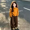 Conjunto de otoño para niña 2026 nuevo elegante estilo coreano casual pantalones anchos y sudadera conjunto de dos piezas