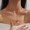 Diseño original moda simple viajero exquisito colgante de hongo rojo de cadena fina collar para dama de alto sentido