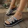 Comercio electrónico transfronterizo, talla grande, colección de verano 2026, sandalias de playa de mujer de moda con suela plana