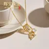 Colar de borla de diamante com esmalte de gota de luxo leve estilo francês microincrustado para mulheres, corrente de clavícula doce de dopamina da moda de alta qualidade