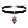 Nuevo Producto de Halloween Transfronterizo: Collar Corazón Sangriento, Collar Personalizado Y2K con Colgante de Corazón Rojo de Terciopelo Negro Joyería