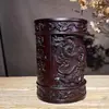 Portaplumas de Secuoya Talla en Madera Madera de Ébano Negro Navegación Fluida Portaplumas de Madera Maciza Artesanías Adorno de Almacenamiento para Escritorio de Estudiante
