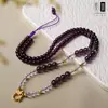Collar Morado de Cristal Taijia Cadena Amuleto Buda Colgante de Cristal Rosa Zorro de Nueve Colas Cadena Colgante Cadena Thangka Aleación Femenina Estilo Antiguo