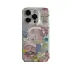 Capa Magnética para Celular 16Pro com Estampa Floral Retro, Coração e Laço, Case Magnético para 15Pro, Adequado para 14Pro/13