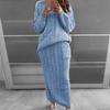AliExpress outono e inverno novas roupas femininas Amazon wish moda europeia e americana conjunto de suéter com ponto torcido saia em estoque
