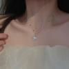 Collar Colgante Corazón Arcoíris Geométrico para Mujer Moda Elegante Temperamento Cadena de Clavícula Plata S925 Corazón de Melocotón Cadena de Arcoíris para Suéter