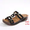 Sandalias de cuña con hebilla metálica transfronterizas en stock 2026 nuevo estilo de verano plataforma talla grande sandalias sin cordones de suela gruesa para mujer