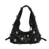 2025 Inverno Nova Bolsa Feminina Estilo Coreano Moda Rebite Moda Portátil Bolsa de Ombro Casual Crossbody Bolsa de Comutação Axila