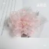 Organza de Camelia con Borde Quemado Temperamento Super Hada Flores de Tela 3D Pinza para el Cabello Flor para la Cabeza Accesorios para Ropa