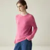 26 Outono/Inverno Novo 100% Caxemira Pura Fio Colorido Moda Gola Redonda Suéter Simples Elegante Feminino