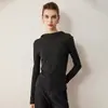 Suéter de lana merino pura de hilo fino, nueva colección otoño 2026 para mujer, con capucha, estilo elegante, suéter de punto liso para pullover