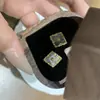 Buqi Lati Pendientes Mini Pequeños Cepillados Italianos Blanco Natural Flor de Fritilario Trébol de Cuatro Hojas Pendientes Estilo Corte Vintage