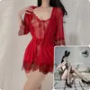 Camisón Sexy Puro Deseo Transparente Tentación Pijamas para Mujer Malla Transparente Encaje Tirantes Camisón Coqueto Conjunto para Estar en Casa