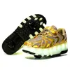 2020 nuevos zapatos heywalk de dos ruedas Zapatos con luz de espejo para niños adolescentes Zapatos luminosos LED recargables por USB fabricantes al por mayor