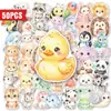 50 Pegatinas de Animales Pequeños con Temática de Acuarela Curativa de Compra Directa Transfronteriza, Materiales Lindos para Diario de Mascotas, Pegatinas Decorativas DIY