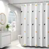 Cortina de Ducha para Baño, Impermeable y Resistente al Moho, Barra Ajustable sin Taladro, Cortina de Puerta Divisoria de Ducha con Diseño de Plantas