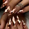 Uñas de Moda Europeas y Americanas con Forma de Almendra y Punta Redonda, Diamante Electrochapado, Uñas Desmontables Portátiles Simples y Elegantes