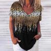 Camiseta nueva de fábrica directa para dama con cuello en V, verano, manga corta, top para hombre, estampado 3D, cuello redondo, casual, patrón de leopardo