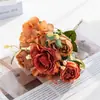 Flor de Rosa Artificial Peonía de Seda Hortensia Ramo de Flores Falsas Vintage Decoración de Fiesta Boda Festival Decoración del Hogar