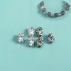 Plata de Ley S925 Superficie Martillada Espaciadores Barril DIY Pulsera de Cuentas de Cristal Hecha a Mano Pulsera de Cuerda Trenzada Accesorios de Cuentas Sueltas