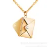 Producto Estrella Transfronterizo de Lele Jewelry, Regalo para Pareja, Collar de Sobre con Corazón, Acero Inoxidable, Personalizable con Grabado, Cadena para Clavícula Abrible