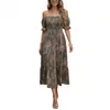 Vestido de Verano 2026 Nuevo Estilo Bohemio Exótico de Vacaciones Hombros Descubiertos Mangas de Princesa Vestido de Vacaciones en la Playa