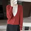 Suéter de Punto Suelto para Mujer 2026 Otoño/Invierno Nuevo, Lana Fina, Cuello Redondo, Diseño de Bloques de Color, Aspecto de Dos Piezas