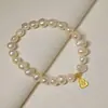 Pulsera de Perlas Barrocas de Agua Dulce Flor de Durazno Xiangyun Jixiang Marca Temperamento Novia Celebridad Cibernética Pulsera Moda Tiburón Oro Pulsera para Mujer