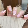 Uñas Transfronterizas Hechas a Mano Uñas Portables Francesas Mate Cortas Polvo Nude Manicura Portátil Uñas de Exportación Uñas Postizas
