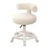 Taburete Pequeño Giratorio para Uso en Casa en la Sala de Estar, Taburete Bajo con Ruedas, Taburete para Cambiar Zapatos, Taburete de Costura con Lana de Cordero