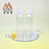Botella PET plana y redonda de 240 ml, botella dispensadora de grado alimenticio para químicos de uso diario, botella de plástico vacía para limpieza, desinfectante y loción