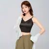 Fábrica de lingerie de Shantou tem em estoque camisola de cetim com renda para mulheres, top cropped com sutiã integrado confortável e bonito para primavera e verão