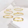 Pulsera de Moda Dorada Sencilla Transfronteriza de 5 Piezas Conjunto de Pulseras de Joyería de Cadena Multicapa Moderno Regalo de Cumpleaños para Mujeres
