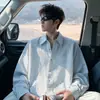 Camisa de manga larga de gasa de burbujas de secado rápido estilo americano, camisa a cuadros holgada de moda para hombre de otoño, chaqueta protectora solar para hombre
