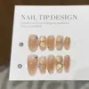 [Dançando] Fita Média Unhas Usáveis Feitas à Mão Manicure Olho de Gato de Verão Patches Unhas Postiças