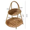 Mesa de Centro de Sala de Estar Multicamadas Prato de Frutas Imitação de Rattan Prato de Lanche de Frutas Secas Prato de Lanche Bolsa de Almoço