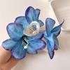 Nicho Distintivo Flor de Lirio Clip de Agarre Doble Cara Simple Combinable Elegante Media Cabeza Pinza para el Cabello Tocado Accesorios para el Cabello