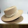Hua Qiao Primavera y Verano Nuevo Estilo Coreano Sombrero de Rafia Plano de Copa Plana Casual Simple Sombrilla Sombrero de Paja Mujer