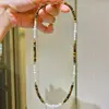 Collar Retro Otoño e Invierno Maillard Natural de Alta Calidad Ojo de Tigre Perla Shijia de Alto Brillo Cadena para Clavícula para Mujer