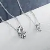 Collar Original de Pareja Doble Anillo Corona, Plata Esterlina, Cadena de Suéter de Gama Alta de Nicho, Joyería Esmaltada, Regalo de San Valentín