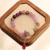 [Uvas Heladas] Pulsera de Amatista Natural de 12 mm Pulsera de Nueve Fuegos Púrpuras para Mejores Amigas