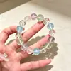 Pulsera de cristal natural de múltiples gemas de diseño nicho, cristal blanco transparente y fresco, pulsera de cuentas de cristal morado