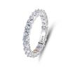 Anillo de plata esterlina Shake Voice Live S925 para mujer, apilable, simple, de una sola palabra, con diamantes de círculo completo, transfronterizo