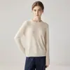 Suéter de estilo simple para mujer, nuevo para otoño e invierno, 100% cachemira, cuello redondo, manga larga, jersey, versátil, suave y adecuado como capa base