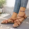Sandálias Rasteirinhas de Tira Tecida Novas Plus Size Europeias e Americanas Sandálias de Praia Leves com Tira Elástica Comércio Exterior Tamanho Europeu