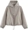 Jaqueta feminina da marca Z, moderna e casual, popular no AliExpress, com design de capuz, estilo europeu e americano, xadrez cinza, ZA