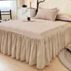Novo 2024 Saia de Cama de Flanela Escovada 100% Algodão Peça Única Algodão Puro Espessado Capa de Cama 1.8m Fronha Conjunto de Três Peças Estilo Princesa